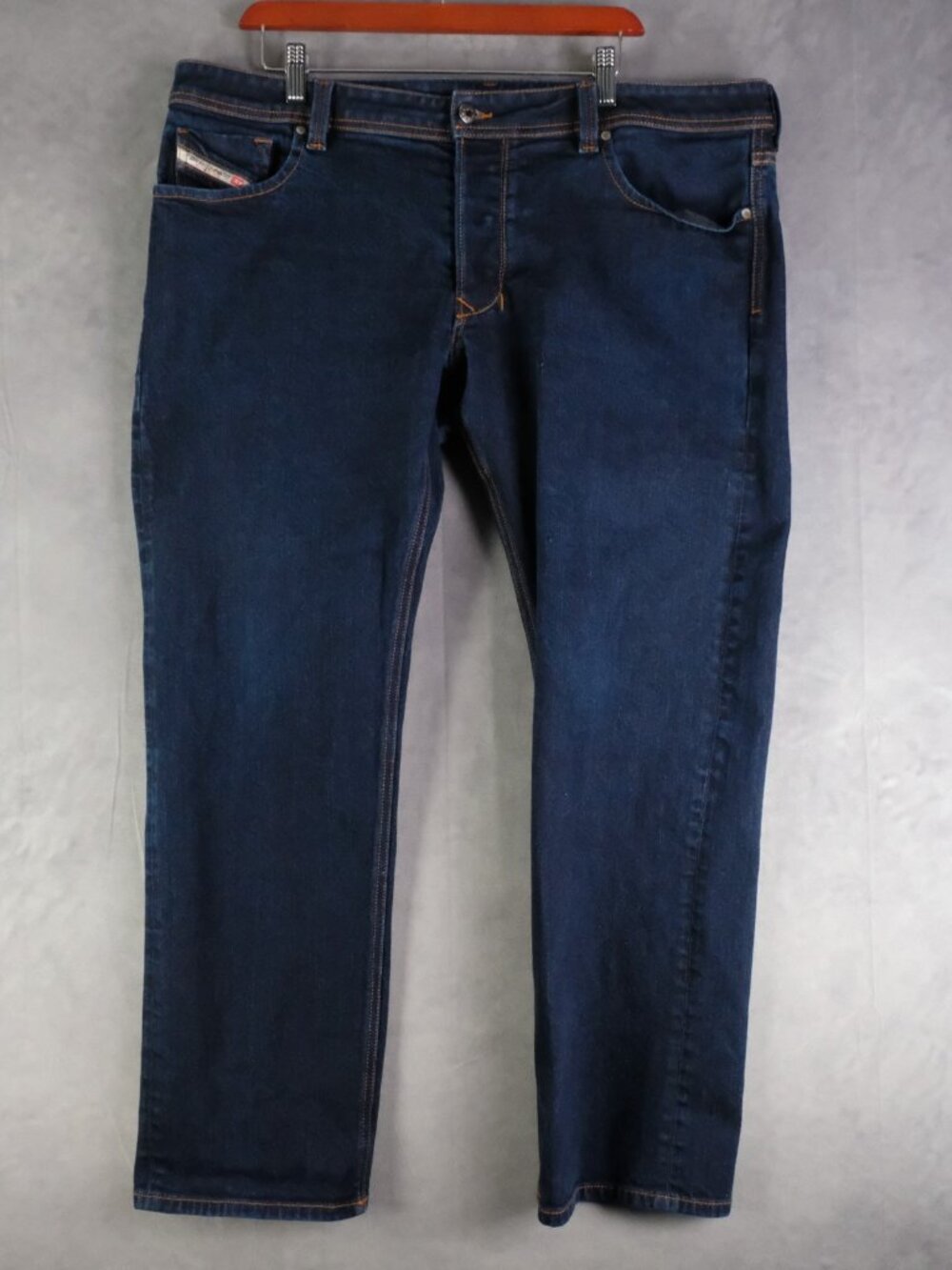 Diesel Larkee Jeans Mens 40X30 Blue Straight Dark Wash Heavyweight Button Fly